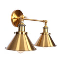 Helnys Industrial Vintage 2-Head LED Wall Light Gold Iron Loft Lamparas De Pared