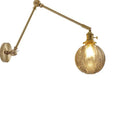 Helnys Smoke Glass Ball LED Wall Sconce - Modern Copper Long Arm Light