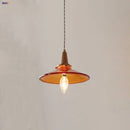 Helnys Wood Amber Glass LED Pendant Light Fixture - Nordic Modern Hanging Lamp