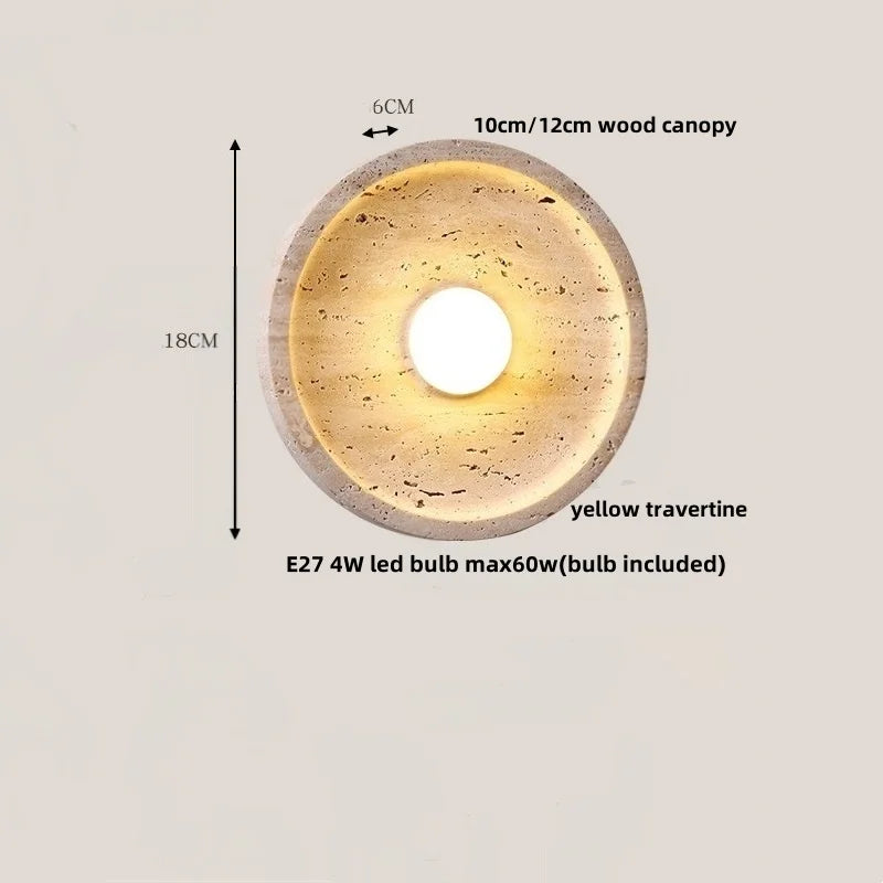 Helnys Nordic Modern LED Wall Lights Yellow Travertine Interior Home Decor Bedside Lamp