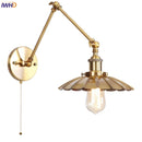 Helnys Gold Industrial LED Wall Lamp with Pull Chain Switch