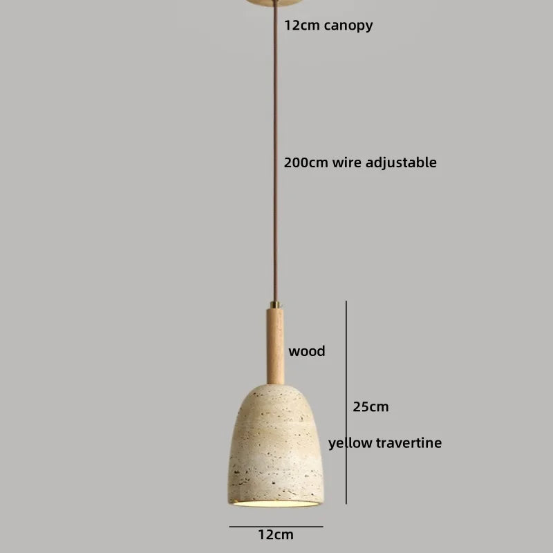 Helnys Wood Stone LED Pendant Light Scandinavian Hanging Lamp Fixture