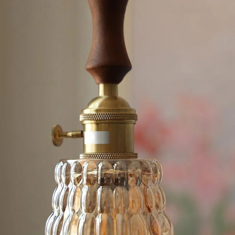 Helnys Glass LED Pendant Lamp Walnut Wood Nordic Modern Hanging Light