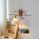 Helnys Walnut Ceramic LED Wall Lamp with Copper Arm, Rotating, Pull Chain Switch