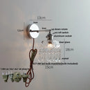 Helnys Clear Glass LED Wall Sconce Pull Chain Switch Modern Iron Bathroom Light