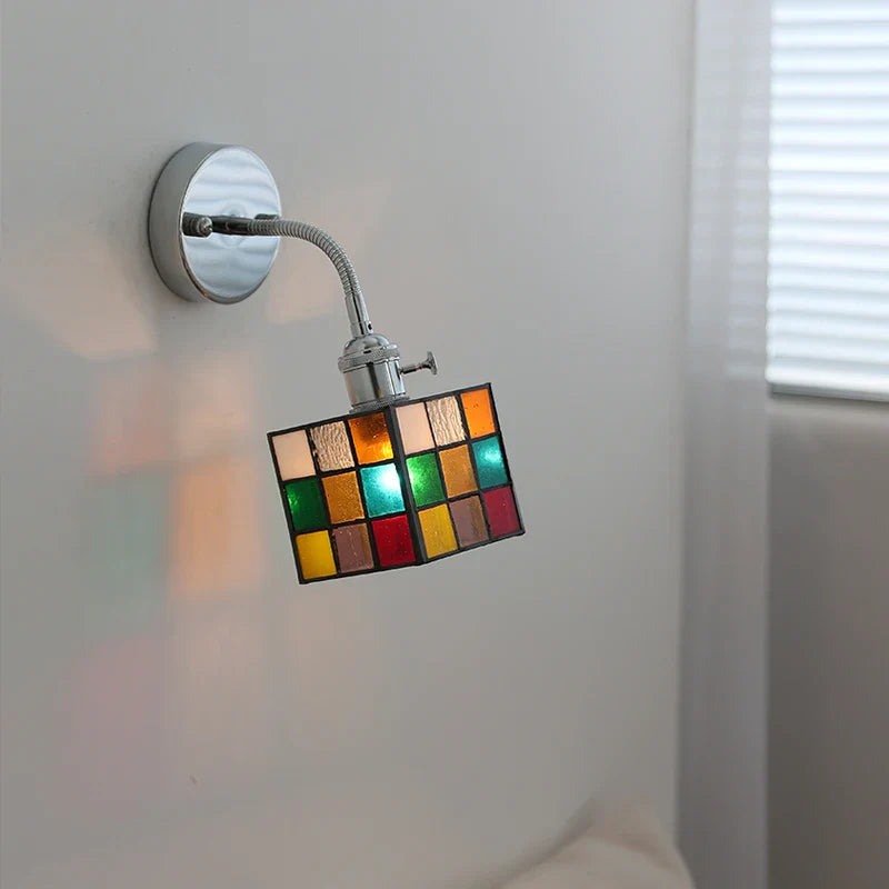 Helnys Colorful Glass Bedside Lamp Sconce | Flexible Arm LED Wall Lights | Modern Nordic Design