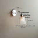 Helnys Clear Glass LED Wall Sconce Pull Chain Switch Modern Iron Bathroom Light