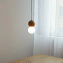 Helnys Modern Nordic Wood Glass Ball LED Pendant Lights for Home Decor