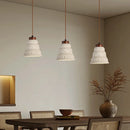 Helnys LED Pendant Lights Japanese Style Wood Canopy Cement Lampshade