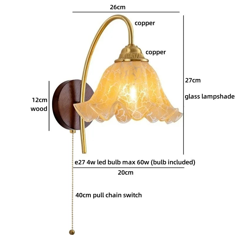 Helnys Flower Cloth LED Wall Lamp for Bedroom Girls - Wall Art Decor Stair Light