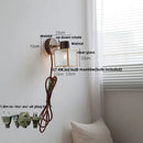 Helnys Walnut Wood LED Wall Sconce Glass Bathroom Light