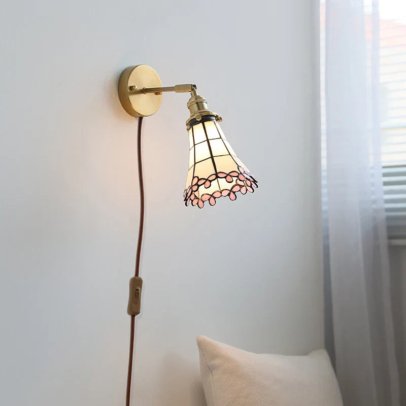 Helnys Nordic LED Wall Light White Pink Glass Flower Kitchen Stair Bathroom Lamp