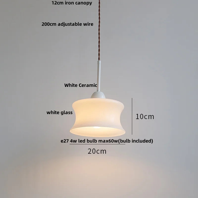 Helnys White Glass LED Pendant Lamp: Nordic Modern Hanging Lights for Home Decor