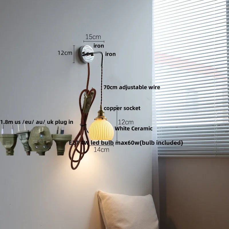 Helnys Nordic White Ceramic LED Wall Sconce Modern Hotel Dining Stair Light