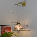 Helnys Vintage Glass Brass LED Wall Sconce Switched Vanity Light