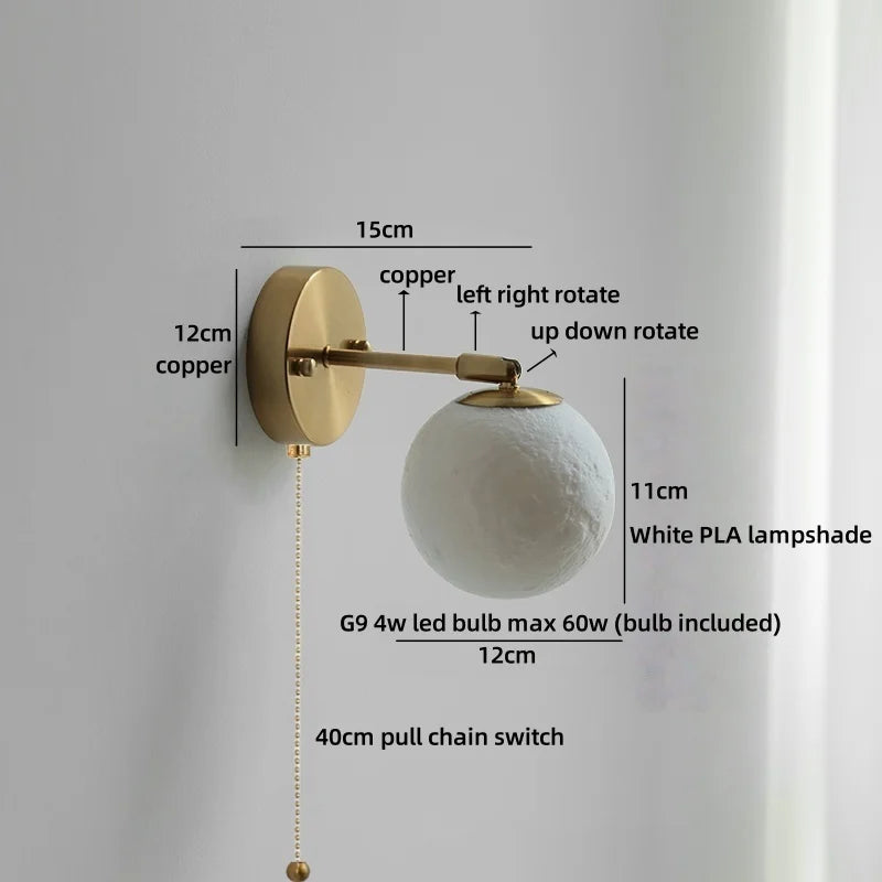Helyn's Nordic Swing Arm LED Wall Lamp - Modern Copper Bedside Light