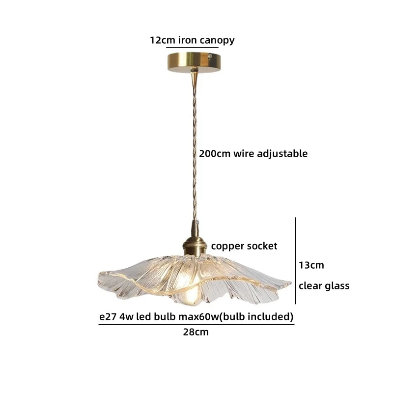 Helnys Pink Glass Petal LED Pendant Lamp for Modern Interior Decoration