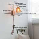 Helnys LED Wall Lamp Amber Glass Wood Switch Living Room Stair Light