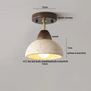 Helnys Rotatable LED Ceiling Lamp White Glass Yellow Travertine Wood Modern Nordic Lighting