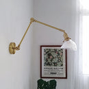 Helnys Smoke Glass Ball LED Wall Sconce - Modern Copper Long Arm Light