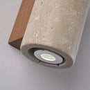 Helnys LED Wall Lamp Sconce Yellow Travertine Stone Wood Base Stair Light