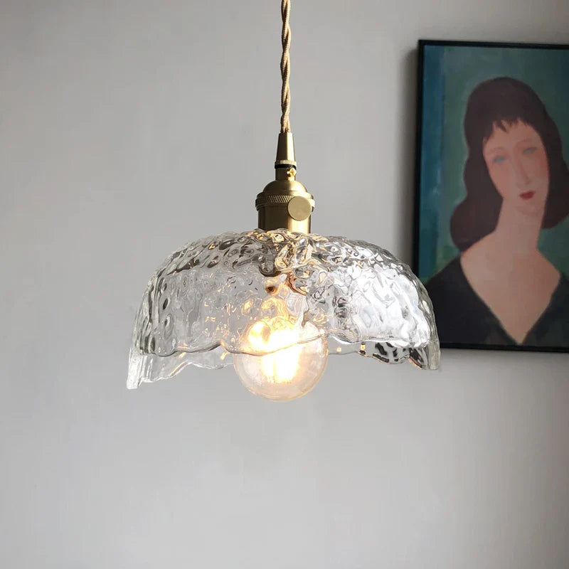 Helnys Nordic Green Glass LED Pendant Light - Modern Indoor Copper Switch Lamp