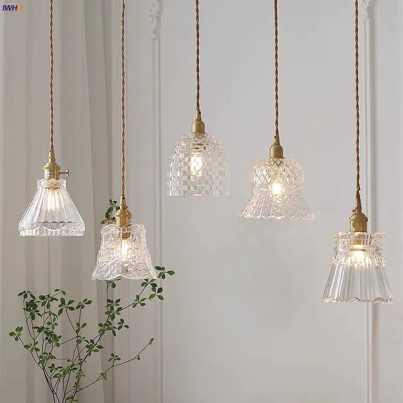 Helnys Flower Glass LED Pendant Light for Modern Ambient Living Dining Room
