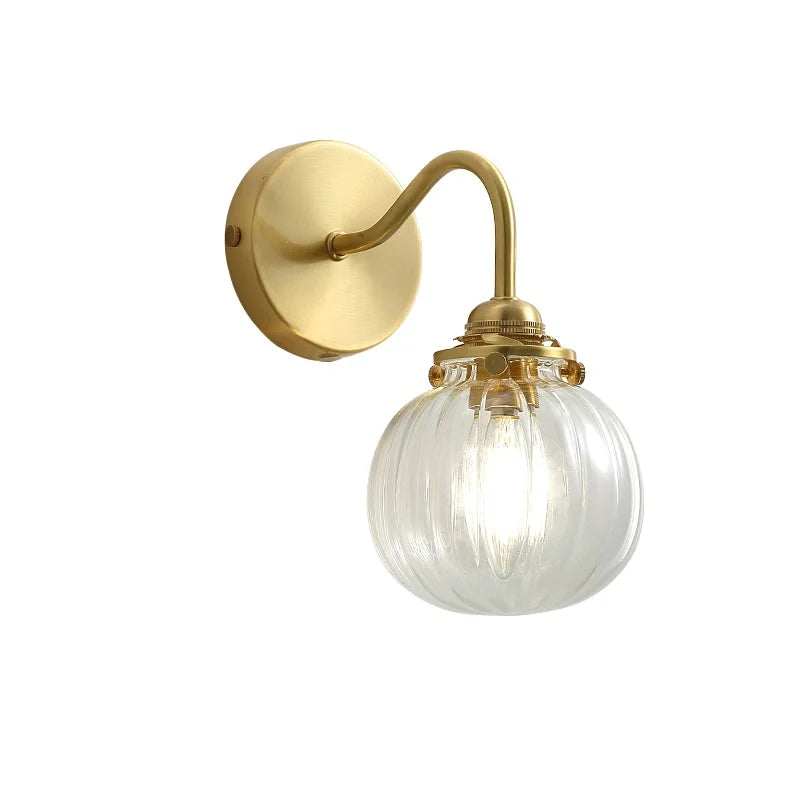 Helnys Modern Copper Wall Sconce with Glass Ball, LED Lights Fixtures