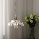 Helnys Clear Glass Flower LED Pendant Light - Modern Adjustable Hanging Lamp