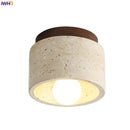 Helnys Stone LED Ceiling Lamp Yellow Travertine Indoor Decor Light Fixtures