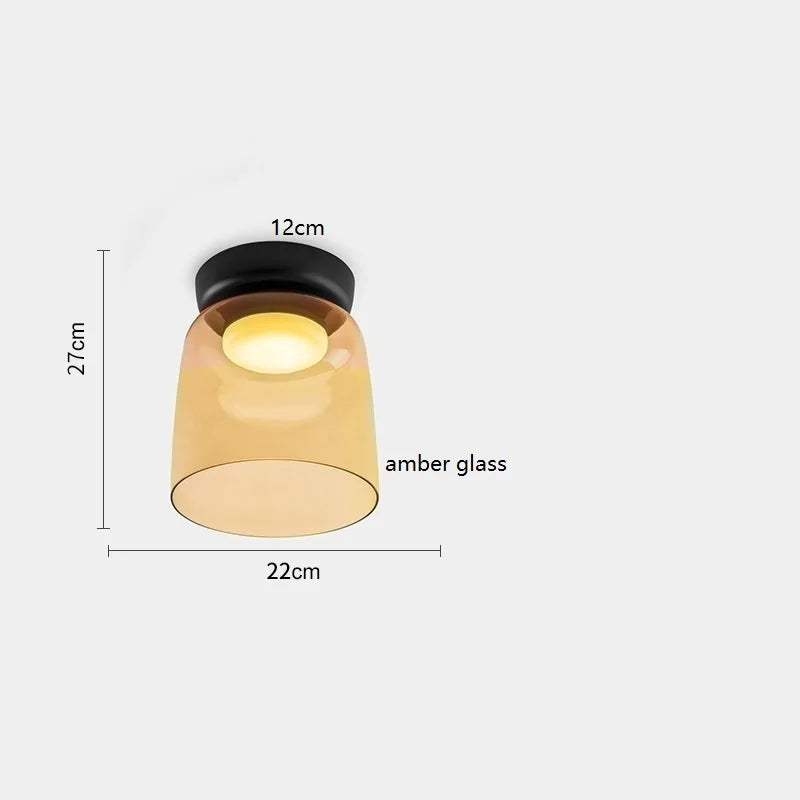 Helnys Amber Glass LED Pendant Lights - Nordic Modern Hanging Lamp