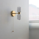 Helnys LED Wall Lamps 2 Heads White Glass Stair Light Pull Chain Switch