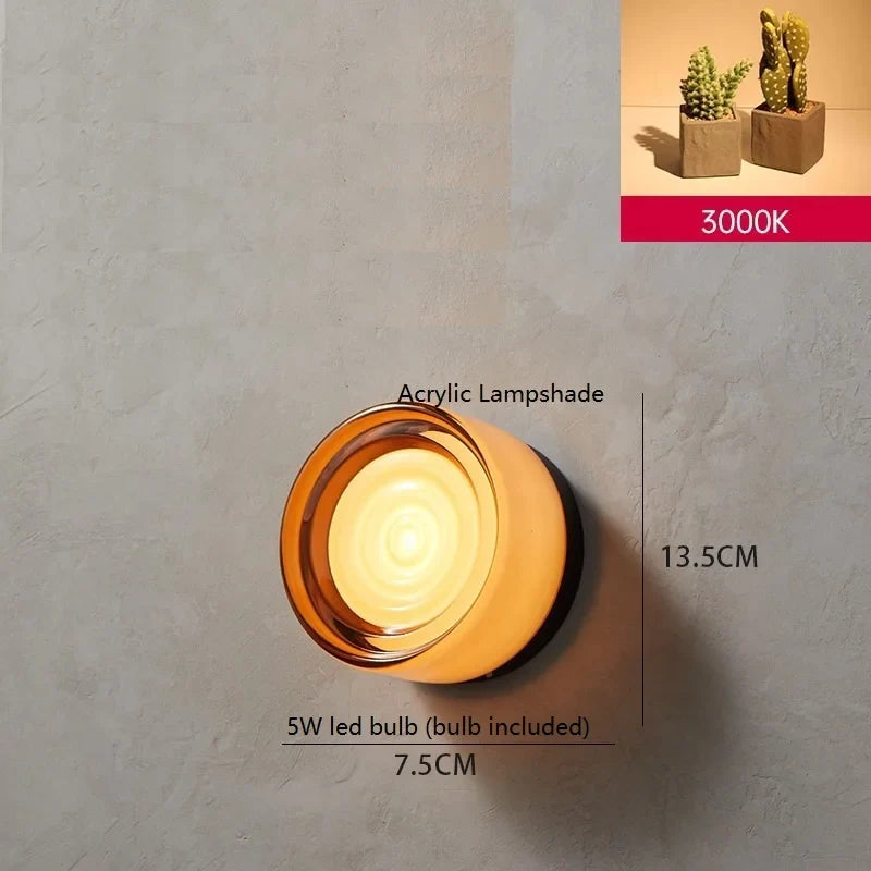 Helnys Nordic LED Wall Light Acrylic Lampshade for Bathroom Mirror Living Room