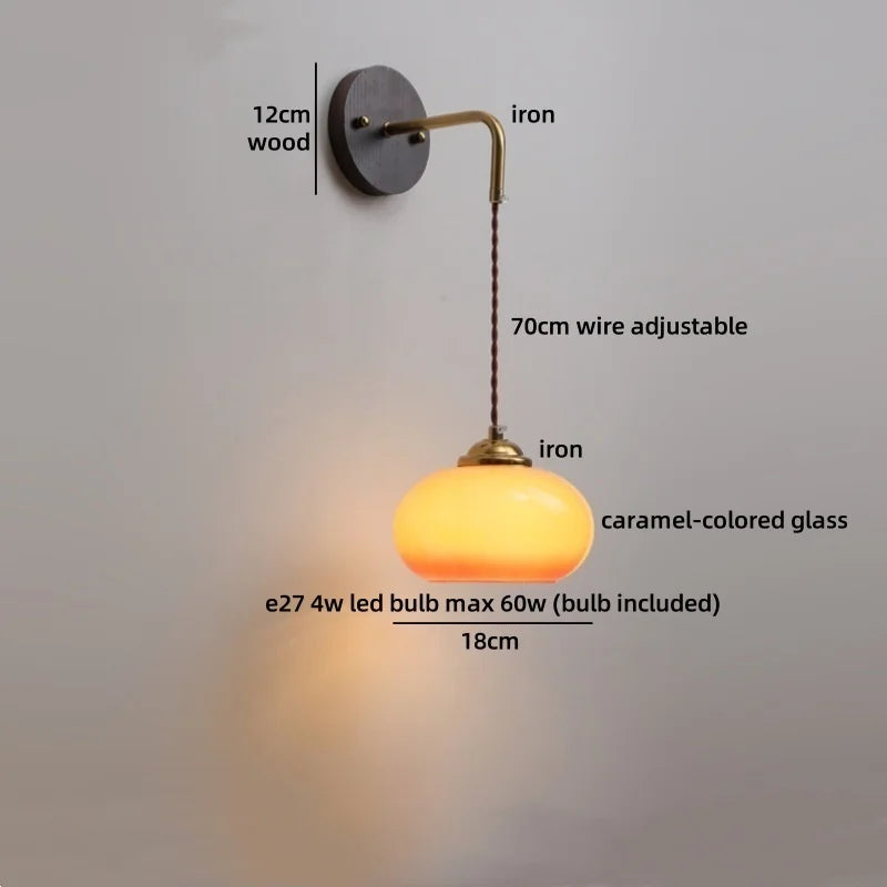 Helnys Kitchen Glass LED Wall Lamp for Shower Inside Pull Chain Lighting