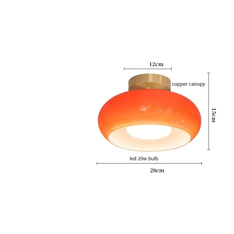 Helnys Yellow Glass LED Pendant Lights 40W Copper Nordic Modern Hanging Lamparas