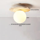 Helnys LED Ceiling Light Japan Style Yellow Travertine Stone Wood Base