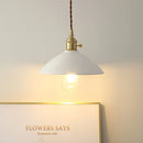 Helnys White Ceramic LED Pendant Light Fixture, Adjustable Nordic Modern Hang Lamp