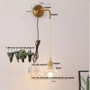 Helnys Copper LED Glass Wall Sconce Pull Chain Switch Adjustable Mirror Light