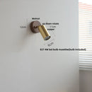 Helnys Nordic Modern Walnut Wood Wall Light with LED, Glass Shade & Pull Chain Switch