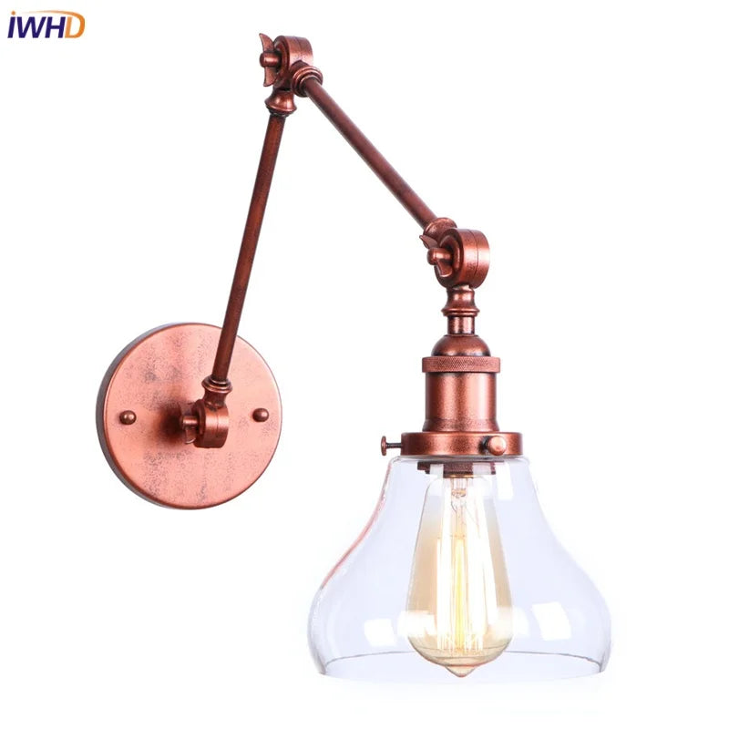 Helnys Retro Loft LED Wall Light Fixture Industrial Glass Indoor Lamp
