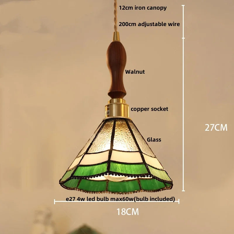 Helnys White Glass LED Pendant Light Fixture Nordic Modern Walnut Wood Hang Lamp