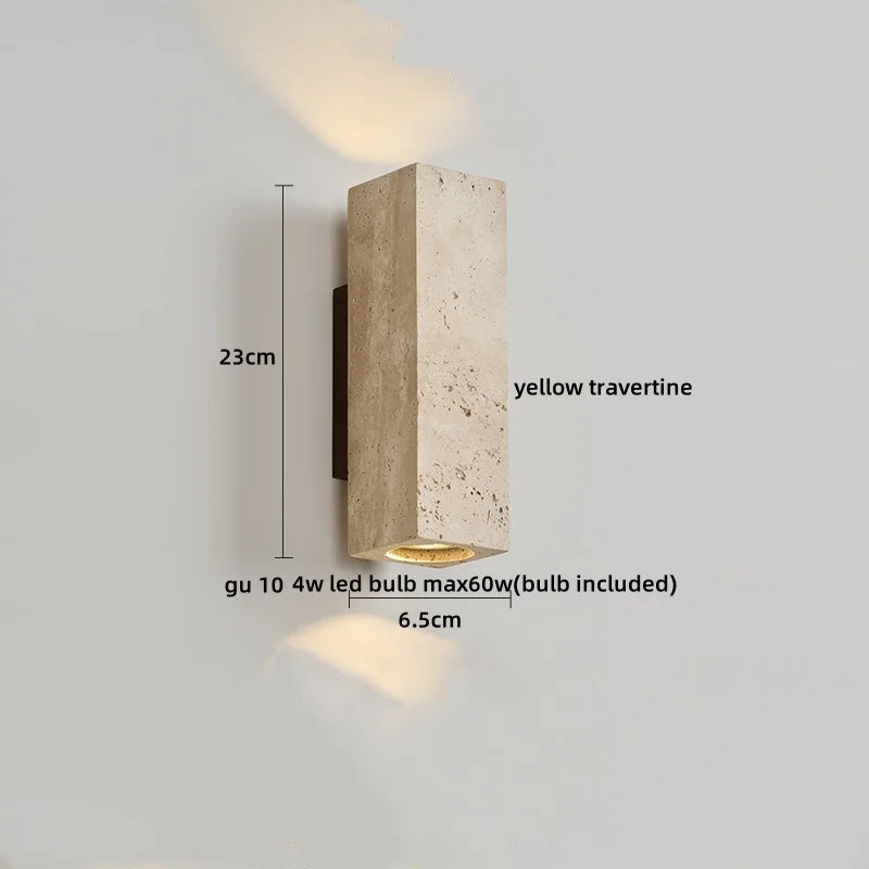 Helnys Wood Canopy LED Wall Lights - Nordic Modern Yellow Travertine Sconce