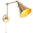 Helnys Iron Gold LED Wall Lamp with Long Arm Pull Chain Switch