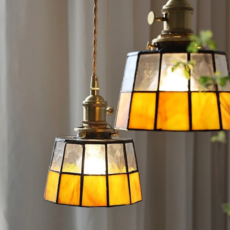 Helnys Modern LED Pendant Lights Brass Glass Wood Hang Lamp