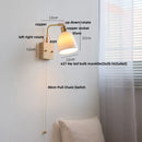 Helnys Glass Ceramic LED Wall Sconce Walnut Wood Modern Rotatable Mirror Light