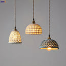 Helnys White Ceramic LED Pendant Lights - Nordic Modern Copper Hanging Lamp