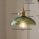 Helnys Green Glass LED Pendant Light with Copper Socket, Modern Nordic Design