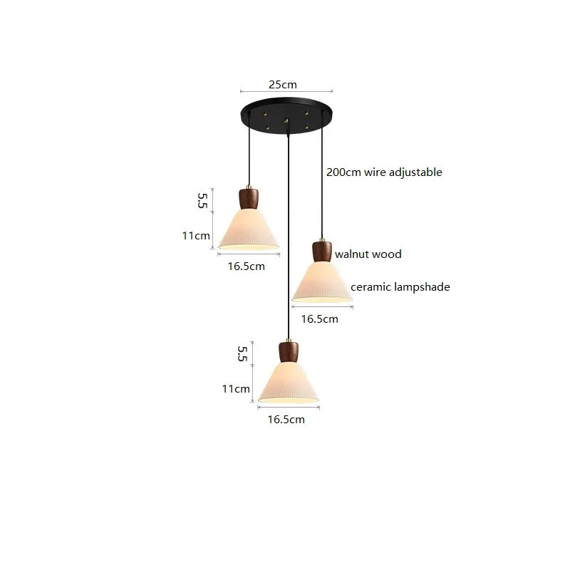 Helnys Walnut Ceramic LED Pendant Lights - Modern Nordic Style for Home & Commercial Lighting