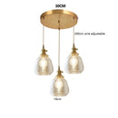 Helnys Wood LED Pendant Lamp Nordic Copper Glass Hanging Light