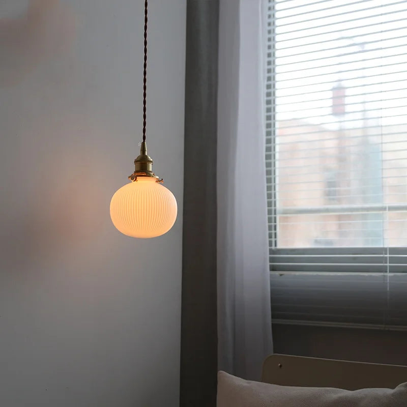 Helnys Glass Ball LED Pendant Chandelier – Nordic Modern Hanging Light for Bedroom, Living & Dining Room